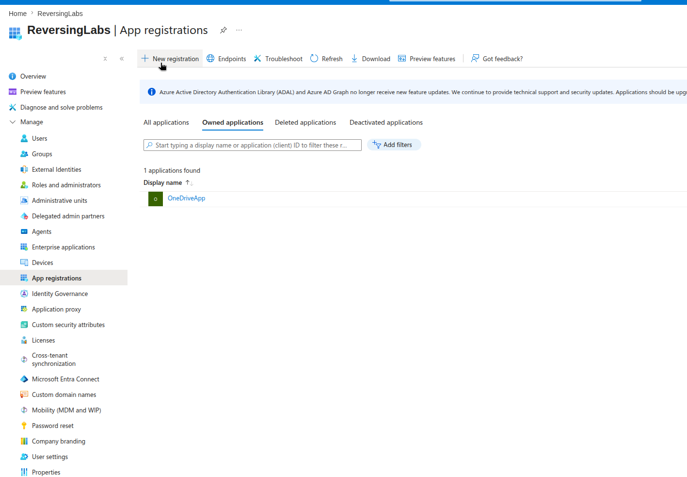 Screenshot showing the Azure Portal interface