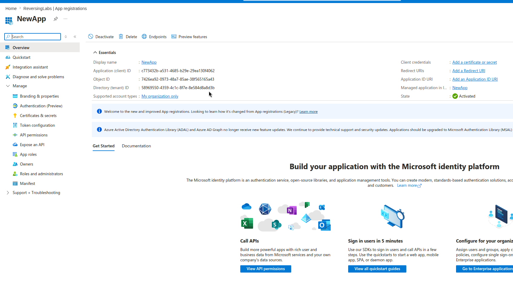 Screenshot showing the Azure Portal interface