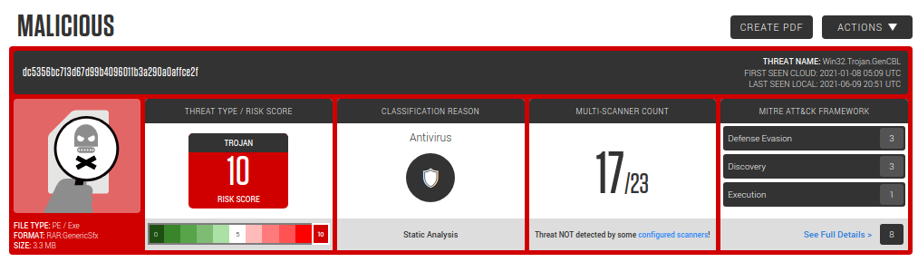 Sample Details Summary section with highlighted information about classification source