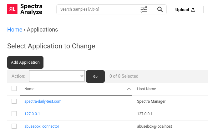 Overview of the Applications page