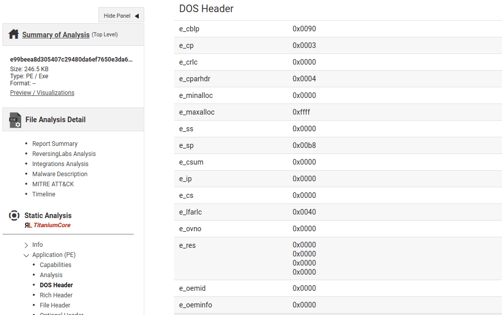 Sample Details page with visible File Header