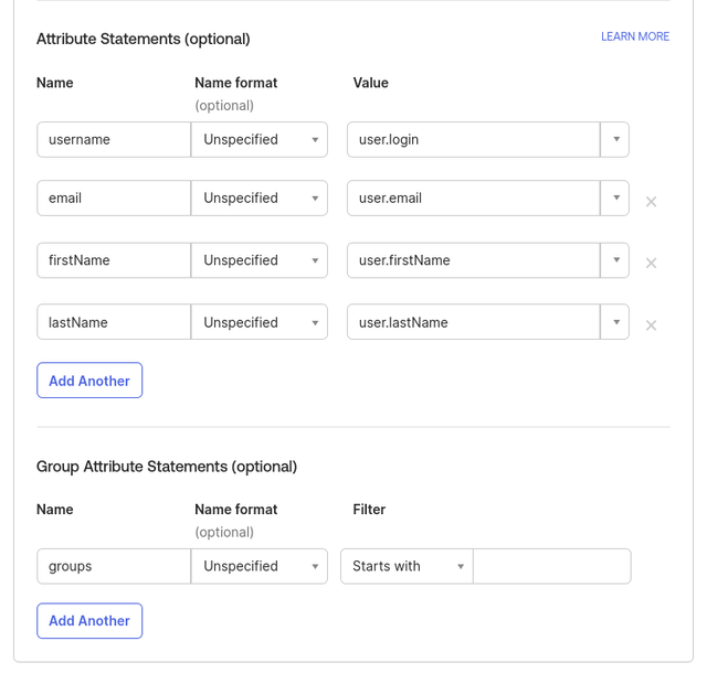 Attribute settings