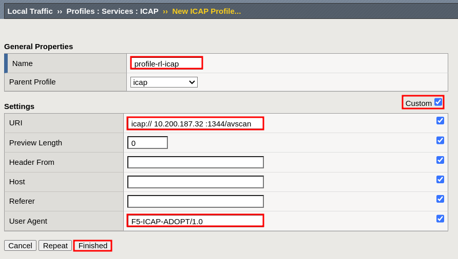 Client-side ICAP profile