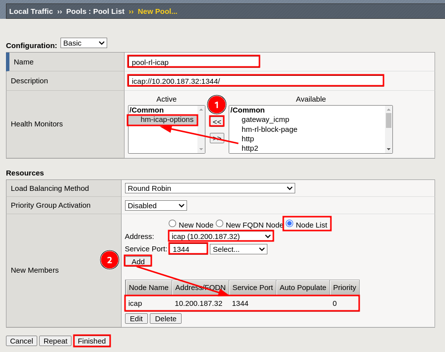 ICAP server pool