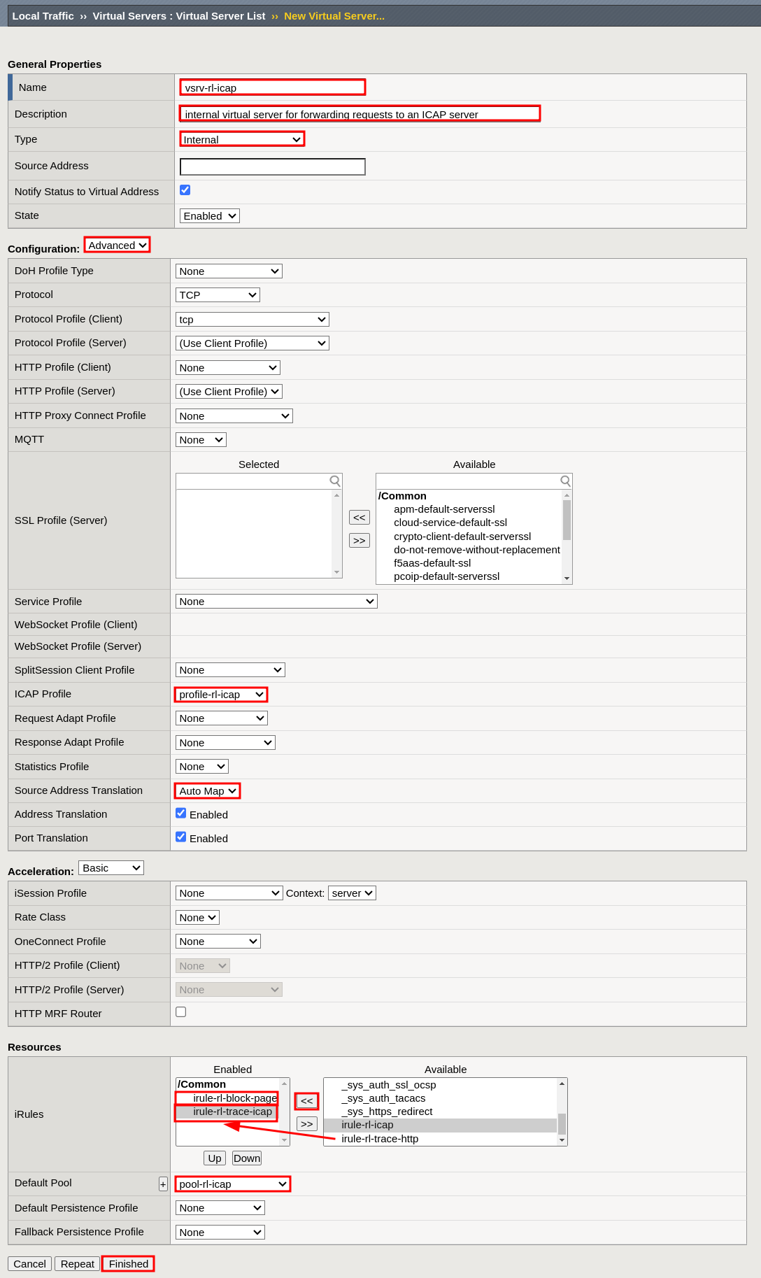 Internal Virtual Server