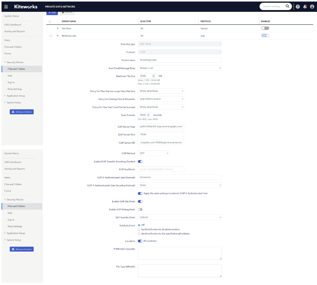 Kiteworks configuration