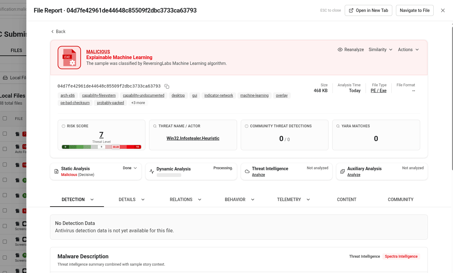 An image showing the new UI Sample Details page