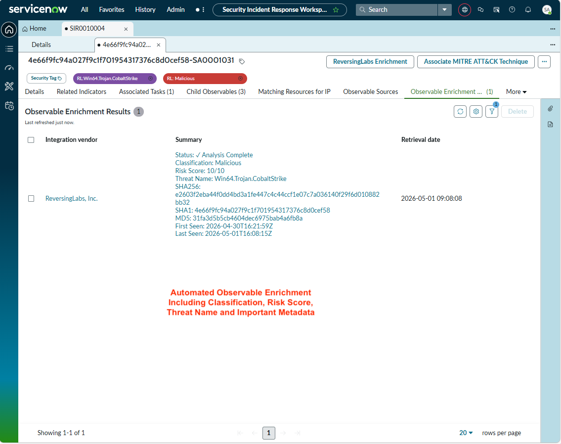 Snapshot: Observable Results