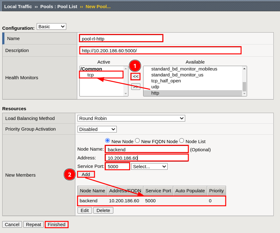 Pool to process HTTP traffic
