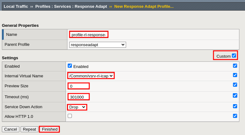Response Adapt profile