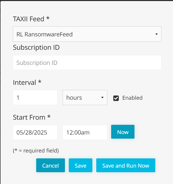 TAXII Polling Settings