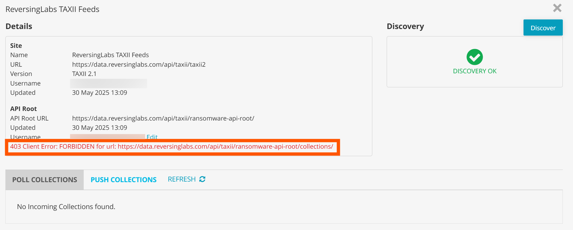 TAXII Feed Site Configuration